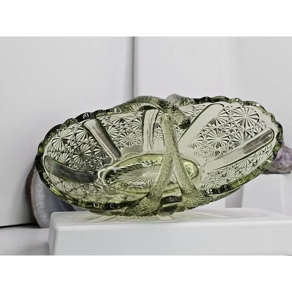 Vintage Cool Green Glass Small Basket
